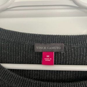 Vince Camuto grey sweater with black on edges.  Bell sleeves.  size medium